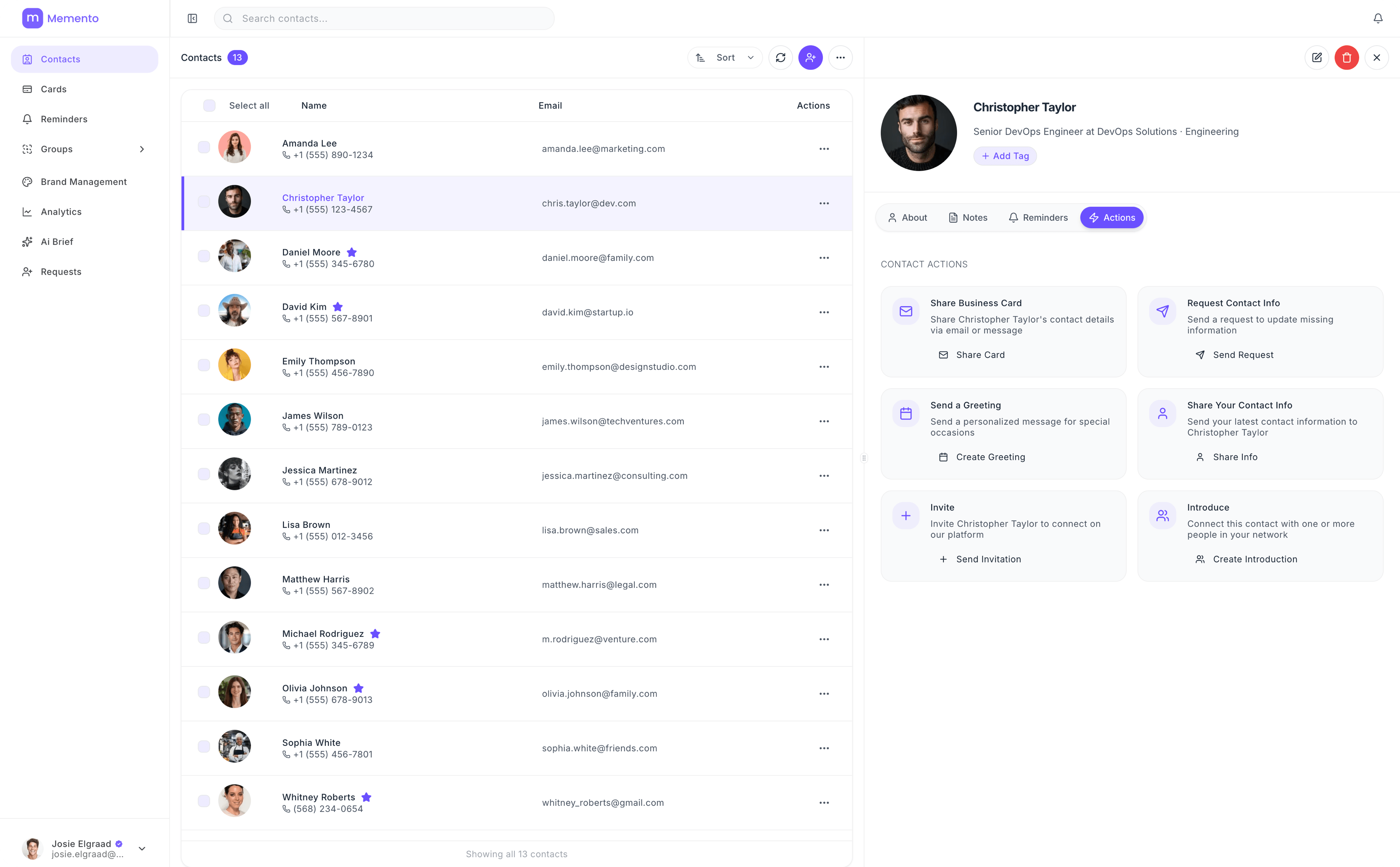 Memento CRM Dashboard