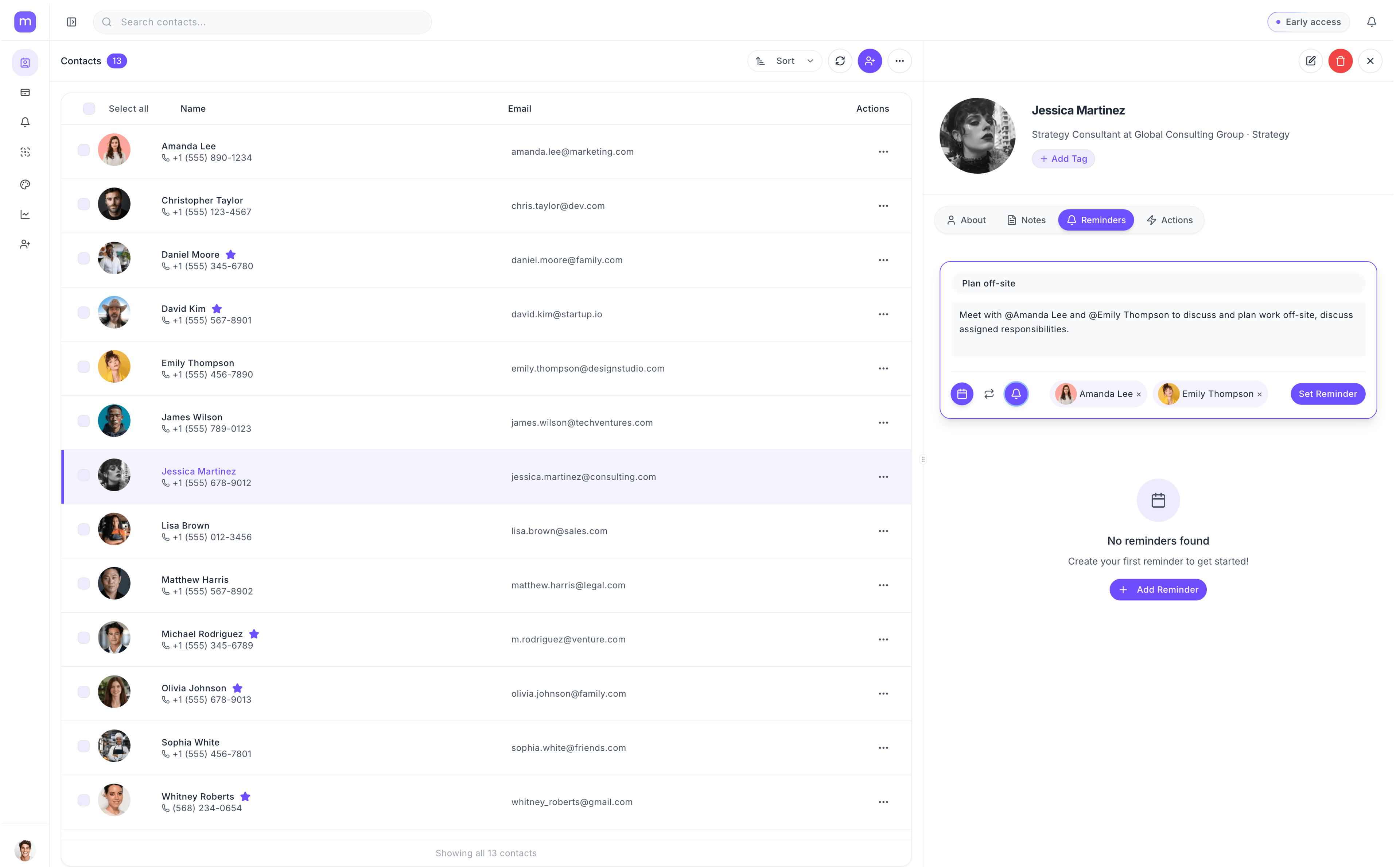 Memento CRM Dashboard - New Reminder View